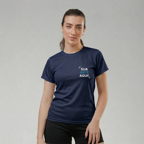 Camiseta azul marinho — frente com área SUA ARTE AQUI