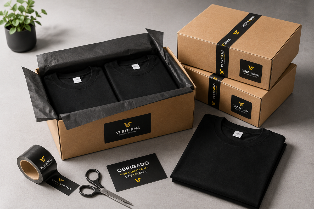 Embalagem e envio Vestfirma — uniformes personalizados