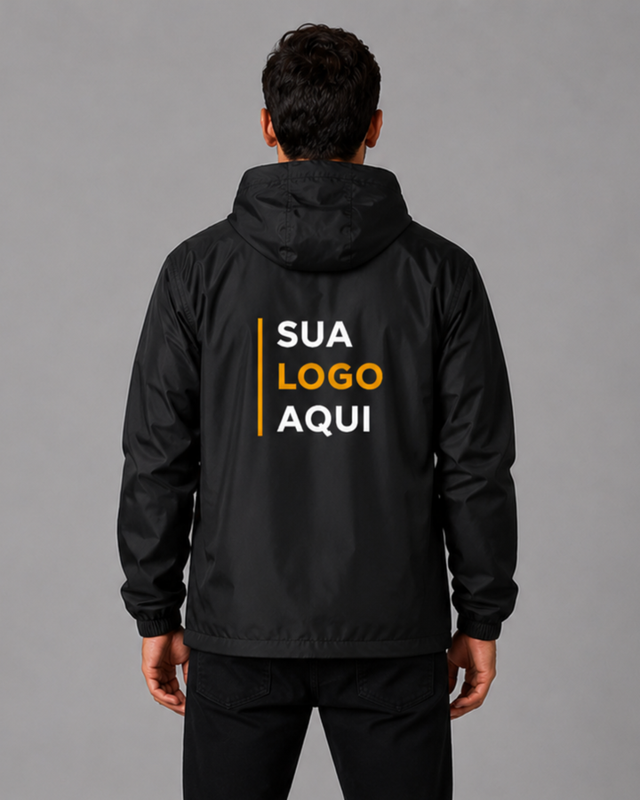 Jaqueta Corta Vento Impermeável com Capuz Personalizável