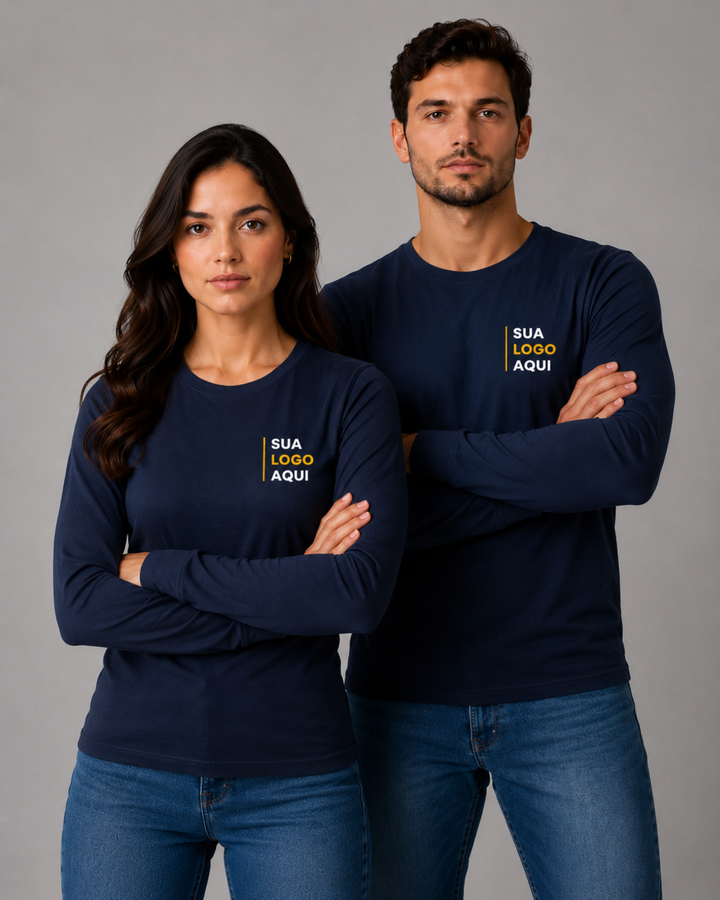 Camiseta Manga Longa 100% Algodão Personalizável - Uniforme