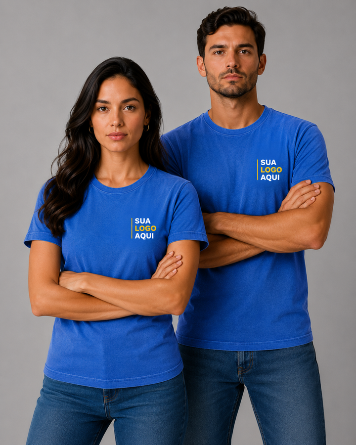 Camiseta Estonada 100% Algodão Personalizável - Uniforme