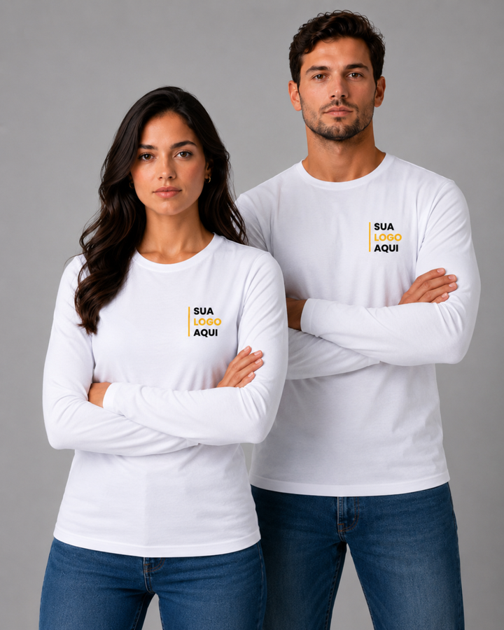 Camiseta Manga Longa 100% Algodão Personalizável - Uniforme