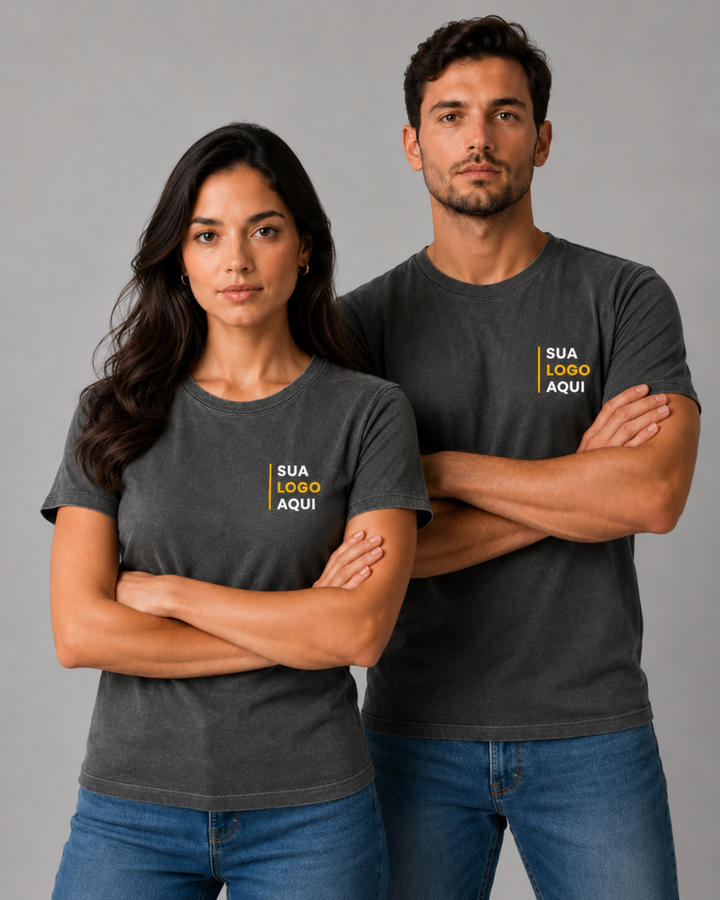 Camiseta Estonada 100% Algodão Personalizável - Uniforme
