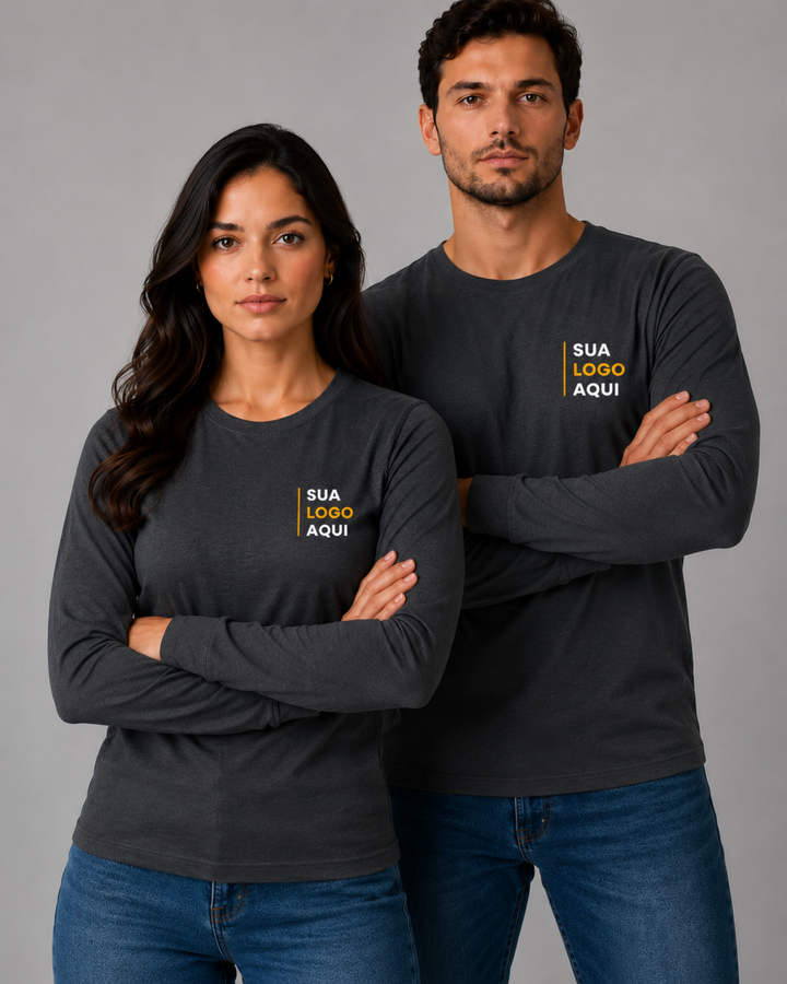 Camiseta Manga Longa 100% Algodão Personalizável - Uniforme