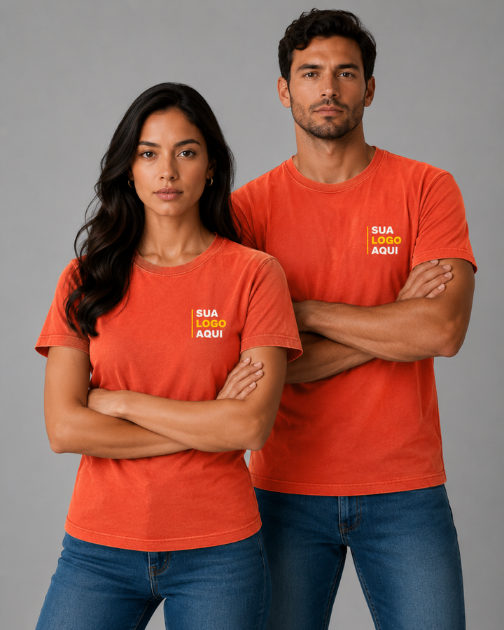 Camiseta Estonada 100% Algodão Personalizável - Uniforme