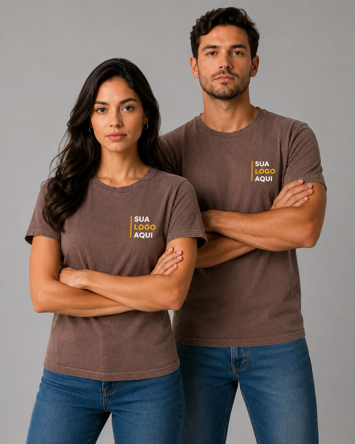 Camiseta Estonada 100% Algodão Personalizável - Uniforme
