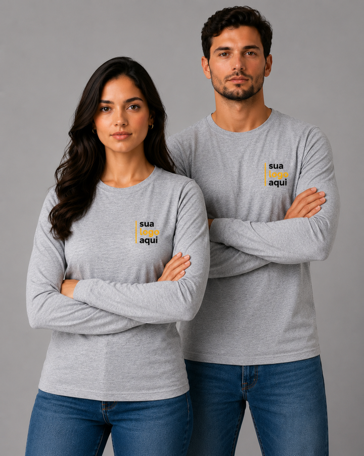 Camiseta Manga Longa 100% Algodão Personalizável - Uniforme