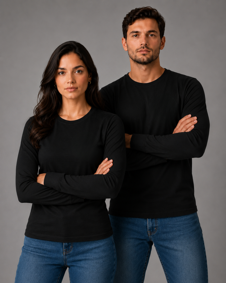 Camiseta Manga Longa 100% Algodão Lisa