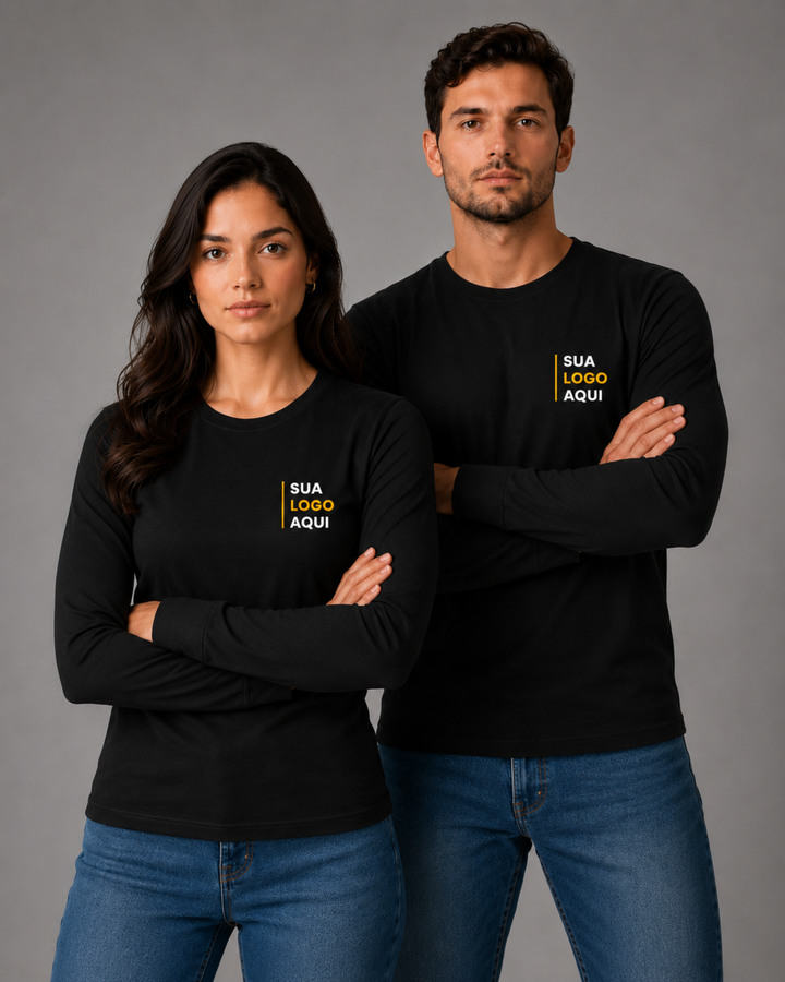 Camiseta Manga Longa 100% Algodão Personalizável - Uniforme