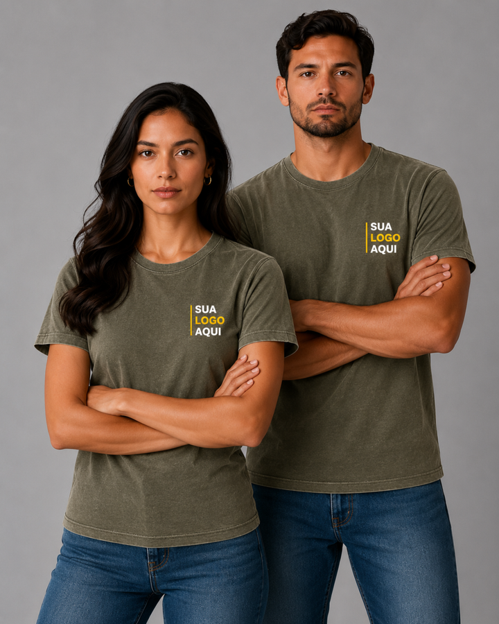 Camiseta Estonada 100% Algodão Personalizável - Uniforme