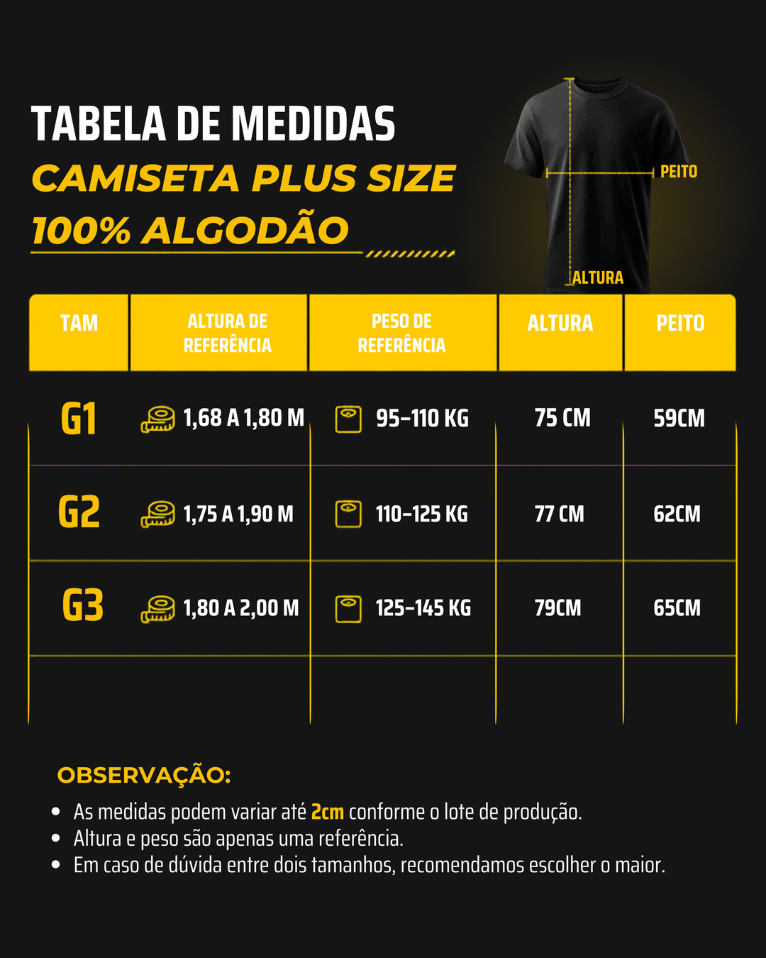 Camiseta Plus Size 100% Algodão Personalizável