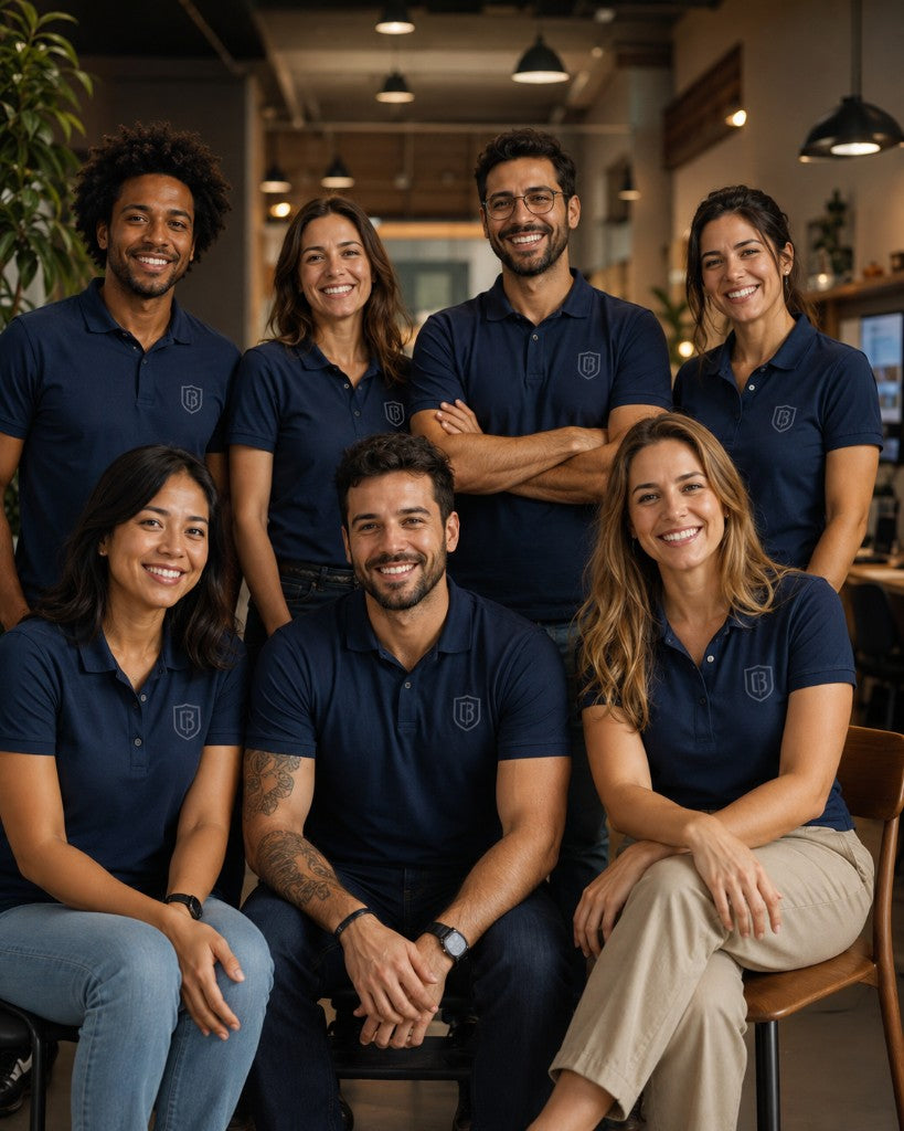 Equipe usando uniformes personalizados